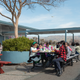 Above: Outdoor lunch at Donald J. Meyer Elementary School. Below left, the school’s play yard. Below right, the nearby runway at Reid-Hillview Airport.